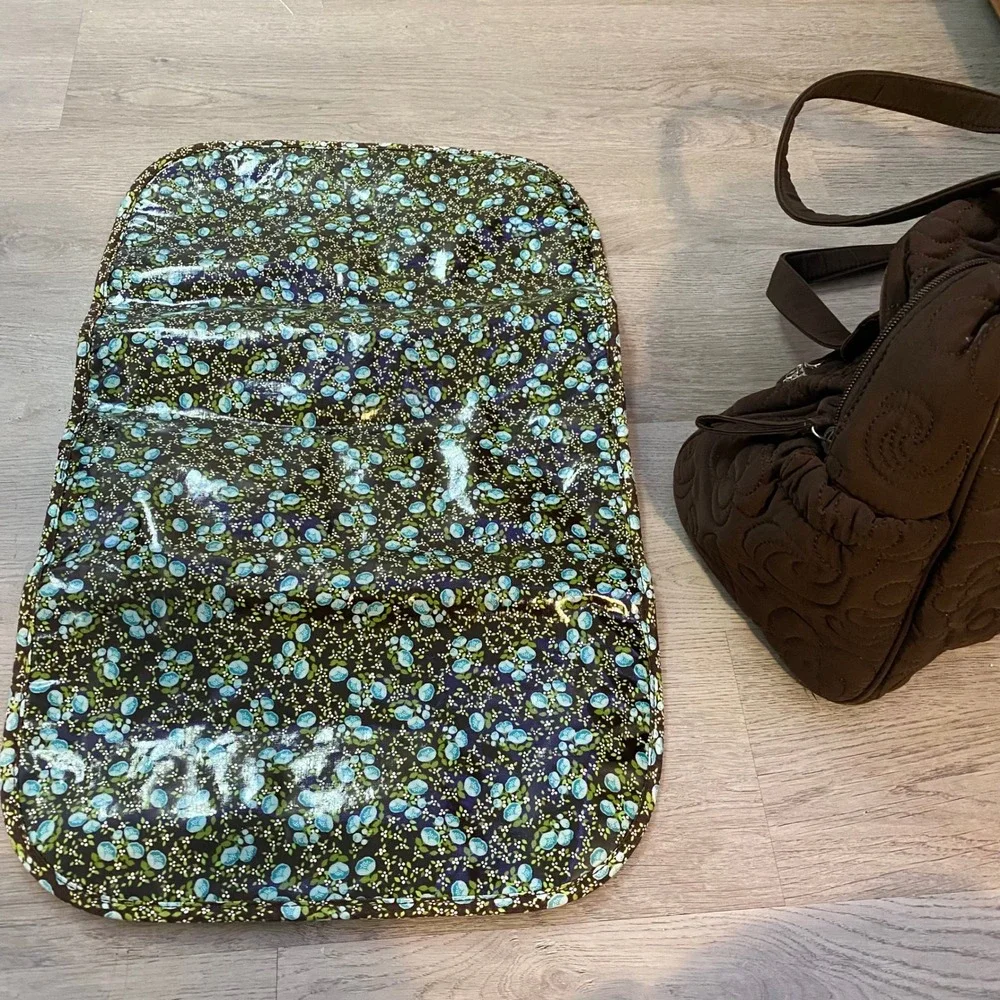 Vera Bradley Diaper Bag Large Brown Quilted Floral Lining with Changing Pad